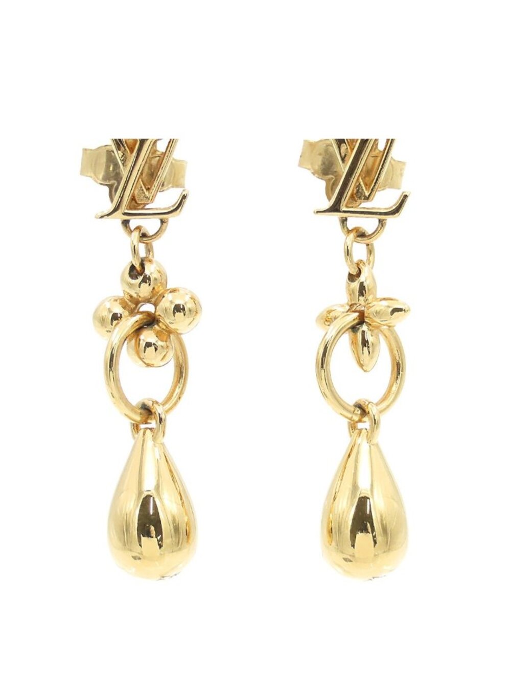 Louis Vuitton Boucles D'oreilles Pandant LV Flower Glam Swing Earrings Gold